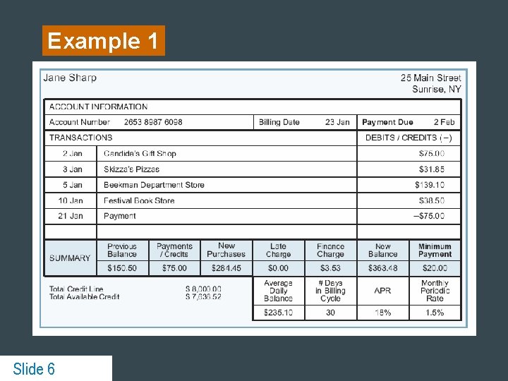 Example 1 Slide 6 