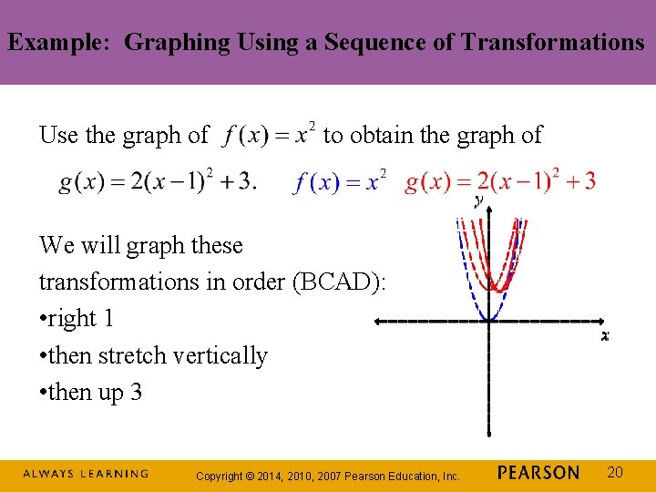 Example: Graphing Using a Sequence of Transformations Use the graph of to obtain the