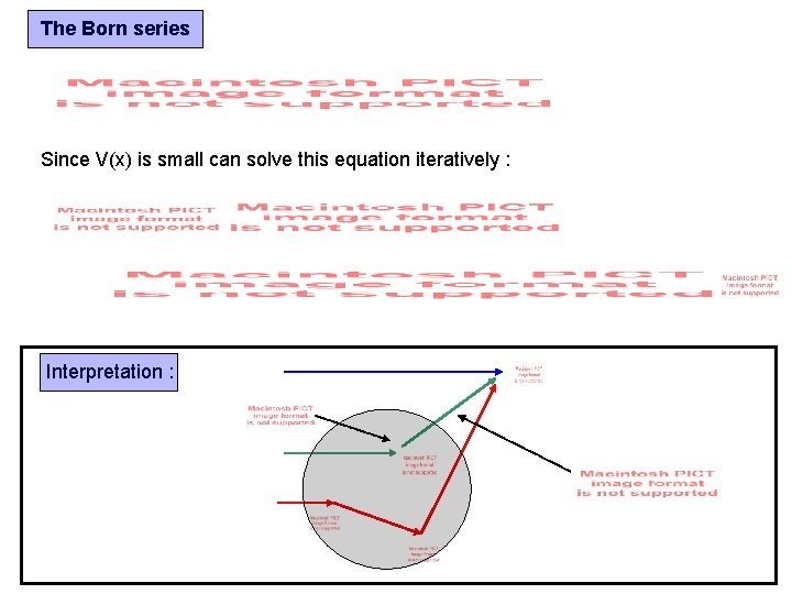 The Born series Since V(x) is small can solve this equation iteratively : Interpretation