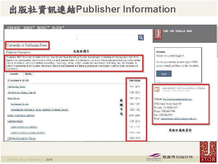 出版社資訊連結Publisher Information JSTOR Rep. / Fly. Sheet l 2015 