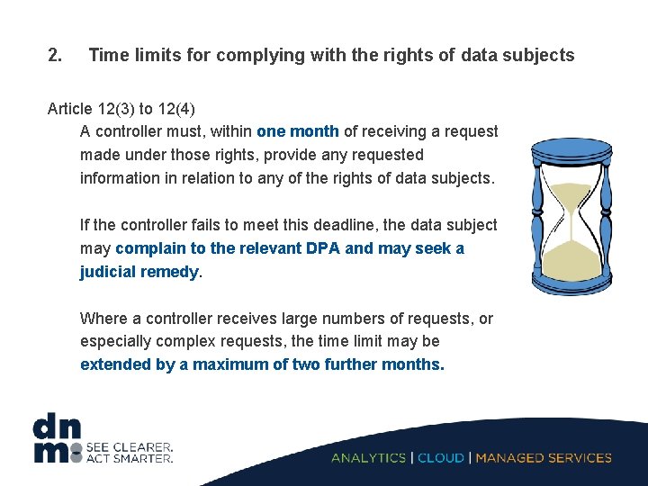 2. Time limits for complying with the rights of data subjects Article 12(3) to