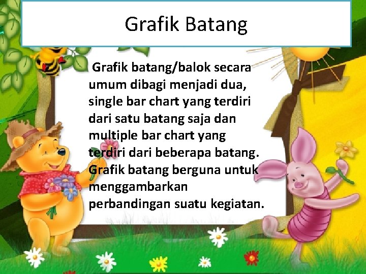 Grafik Batang Grafik batang/balok secara umum dibagi menjadi dua, single bar chart yang terdiri Grafik Batang Grafik batang/balok secara umum dibagi menjadi dua, single bar chart yang terdiri