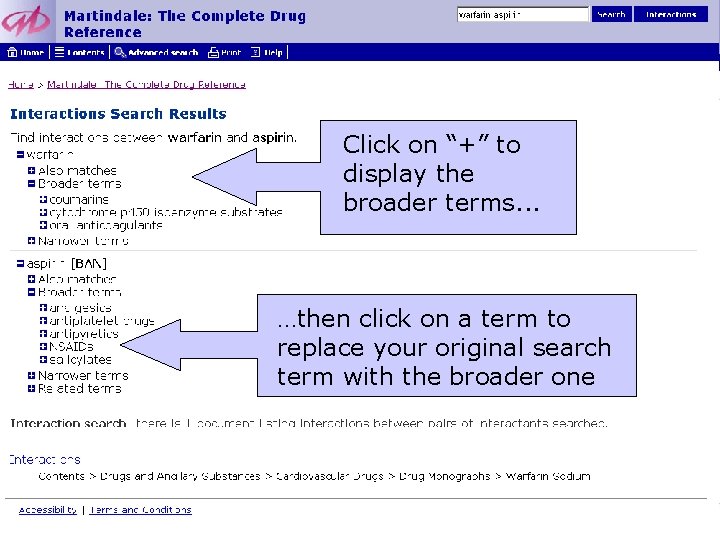 Click on “+” to display the broader terms. . . …then click on a