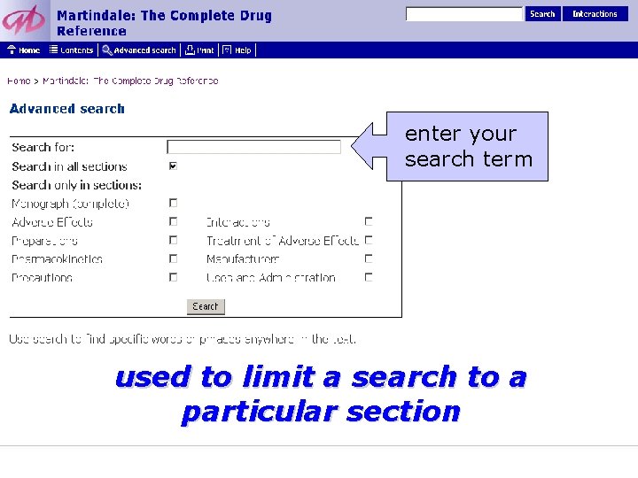 enter your search term used to limit a search to a particular section 
