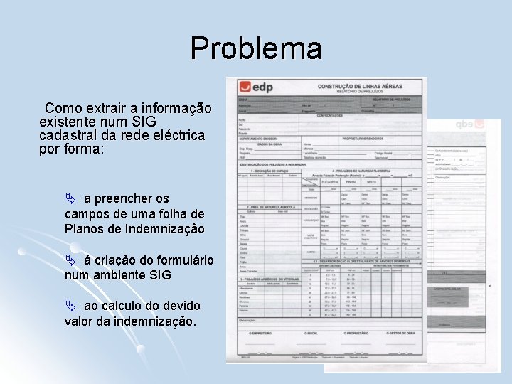 Problema Como extrair a informação existente num SIG cadastral da rede eléctrica por forma: