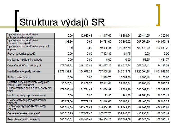 Struktura výdajů SR 