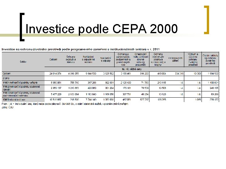 Investice podle CEPA 2000 