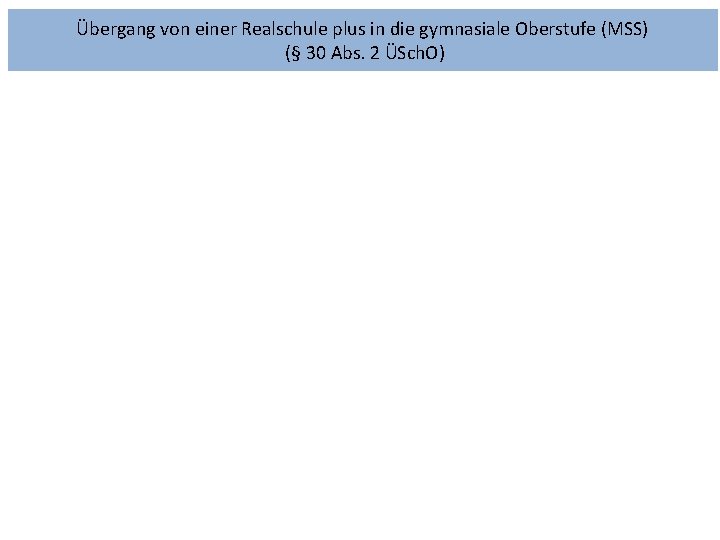Übergang von einer Realschule plus in die gymnasiale Oberstufe (MSS) (§ 30 Abs. 2 Übergang von einer Realschule plus in die gymnasiale Oberstufe (MSS) (§ 30 Abs. 2