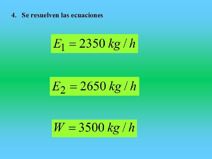 4. Se resuelven las ecuaciones 