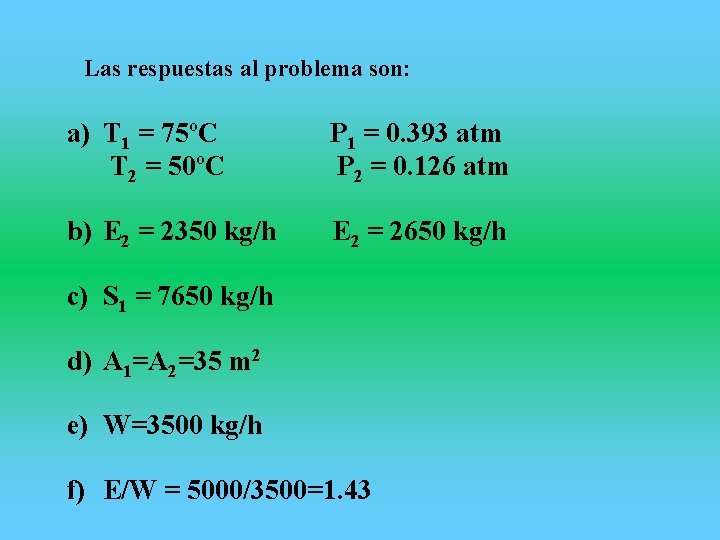 Las respuestas al problema son: a) T 1 = 75ºC P 1 = 0.