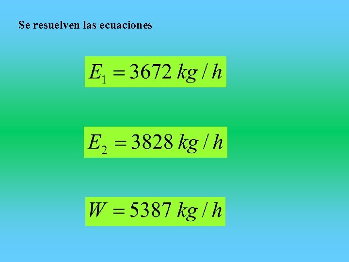 Se resuelven las ecuaciones 