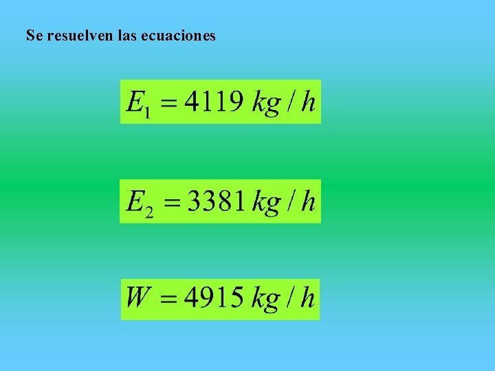 Se resuelven las ecuaciones 