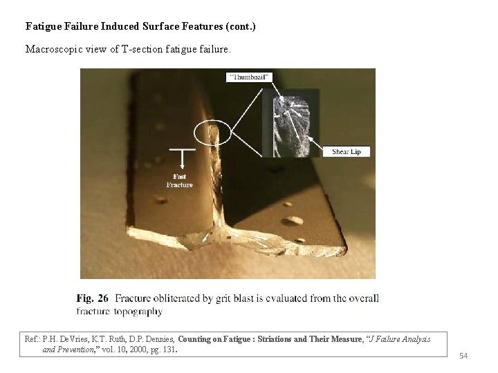 Fatigue Failure Induced Surface Features (cont. ) Macroscopic view of T-section fatigue failure. Ref.