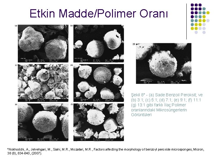 Etkin Madde/Polimer Oranı Şekil 8* - (a) Sade Benzoil Peroksit; ve (b) 3: 1;