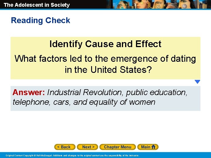 The Adolescent in Society Reading Check Identify Cause and Effect What factors led to