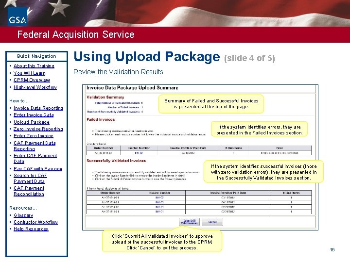 Federal Acquisition Service Quick Navigation § § About this Training You Will Learn CPRM