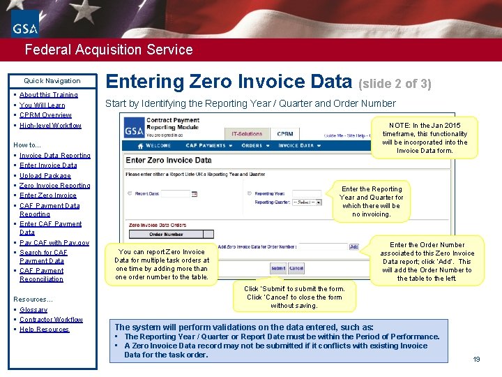 Federal Acquisition Service Quick Navigation § § About this Training You Will Learn CPRM