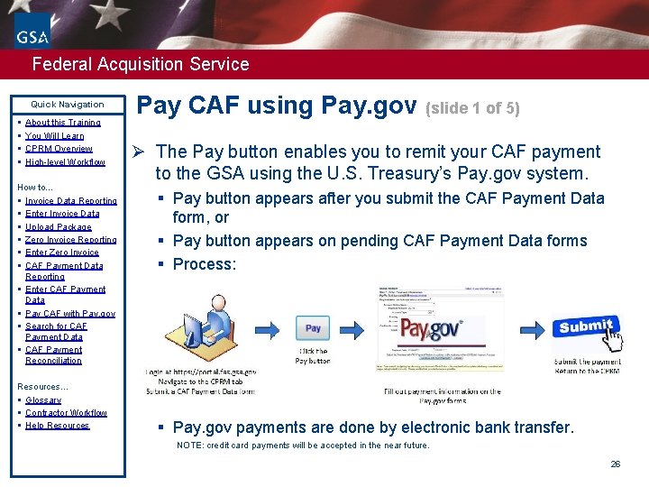 Federal Acquisition Service Quick Navigation § § About this Training You Will Learn CPRM Federal Acquisition Service Quick Navigation § § About this Training You Will Learn CPRM