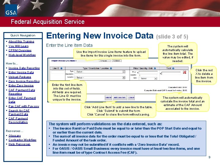 Federal Acquisition Service Quick Navigation § § About this Training You Will Learn CPRM