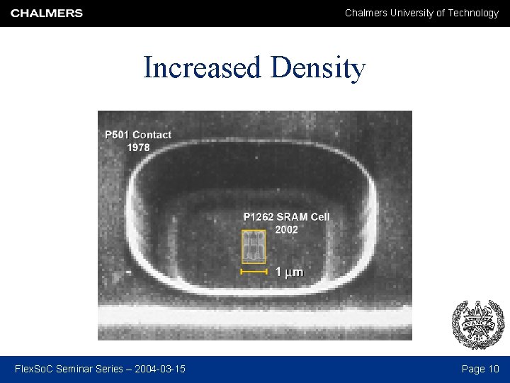 Chalmers University of Technology Increased Density Flex. So. C Seminar Series – 2004 -03