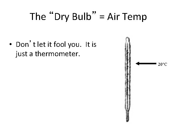 The “Dry Bulb” = Air Temp • Don’t let it fool you. It is