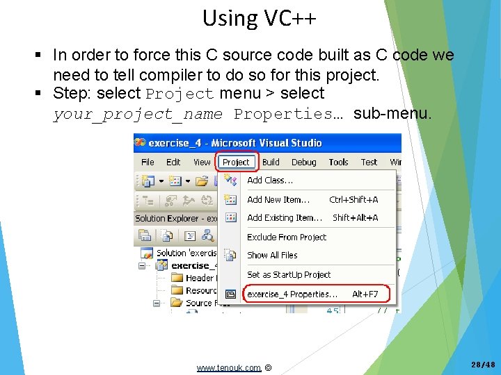 Using VC++ In order to force this C source code built as C code