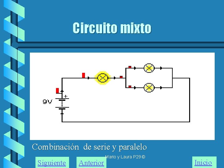 Circuito mixto Combinación de serie y paralelo Siguiente Anterior Mario y Laura P 29