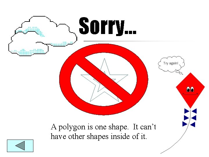 Sorry… A polygon is one shape. It can’t have other shapes inside of it.