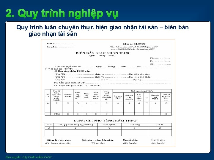 2. Quy trình nghiệp vụ Quy trình luân chuyển thực hiện giao nhận tài