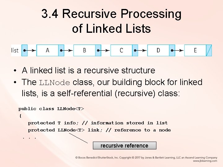 3. 4 Recursive Processing of Linked Lists • A linked list is a recursive