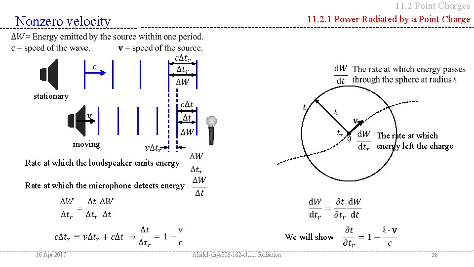 11. 2 Point Charges 11. 2. 1 Power Radiated by a Point Charge Nonzero