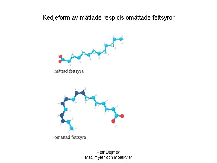 Kedjeform av mättade resp cis omättade fettsyror Petr Dejmek Mat, myter och molekyler 