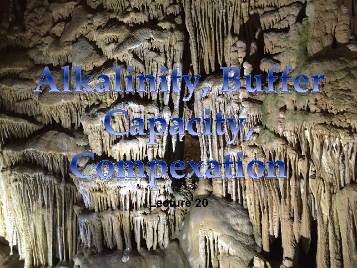 Alkalinity, Buffer Capacity, Compexation Lecture 20 