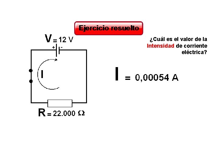 ¿Cuál es el valor de la Intensidad de corriente eléctrica? 