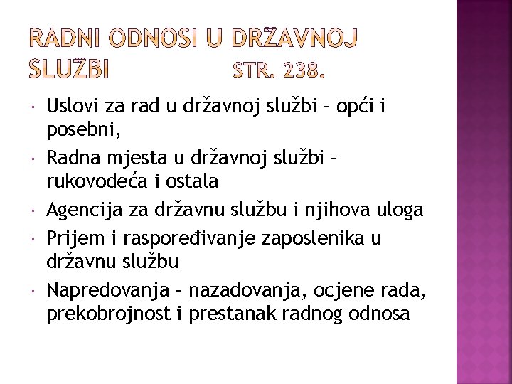  Uslovi za rad u državnoj službi – opći i posebni, Radna mjesta u
