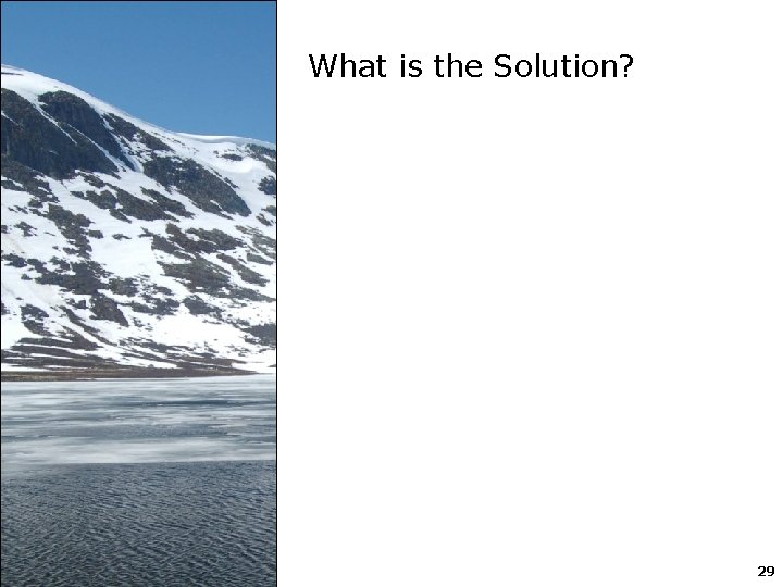 What is the Solution? 29 