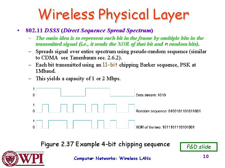 Wireless Physical Layer • 802. 11 DSSS (Direct Sequence Spread Spectrum) – The main