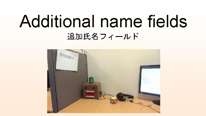 Additional name fields 追加氏名フィールド 