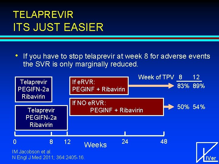 TELAPREVIR ITS JUST EASIER • If you have to stop telaprevir at week 8