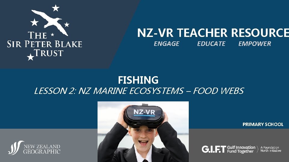 NZ-VR TEACHER RESOURCE ENGAGE EDUCATE EMPOWER FISHING LESSON 2: NZ MARINE ECOSYSTEMS – FOOD