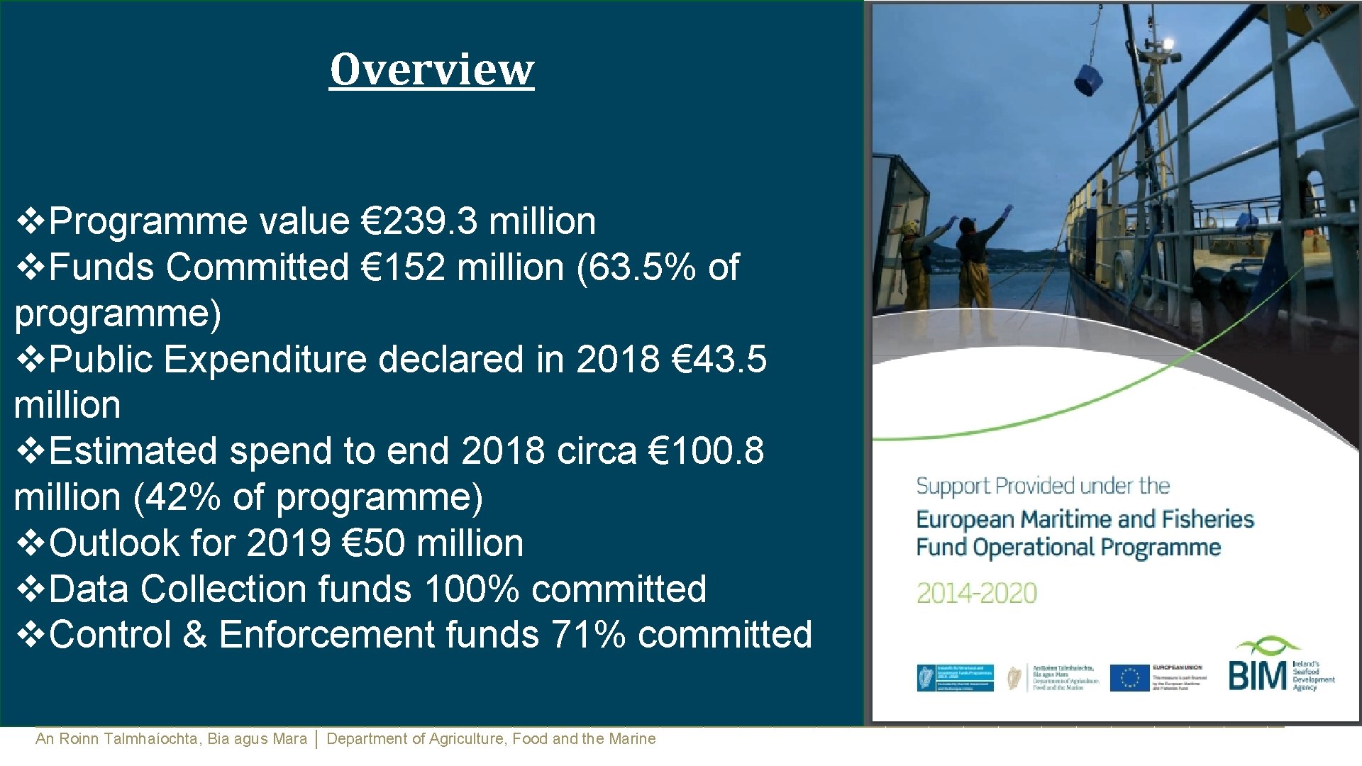 Overview v. Programme value € 239. 3 million v. Funds Committed € 152 million