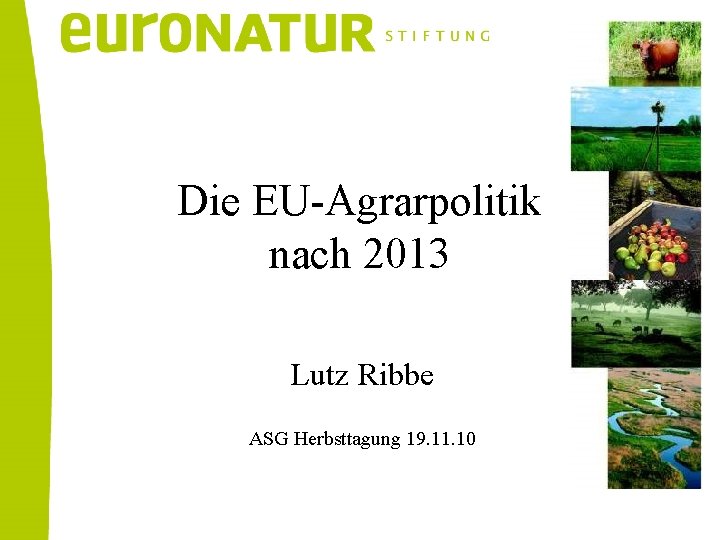 Die EU-Agrarpolitik nach 2013 Lutz Ribbe ASG Herbsttagung 19. 11. 10 