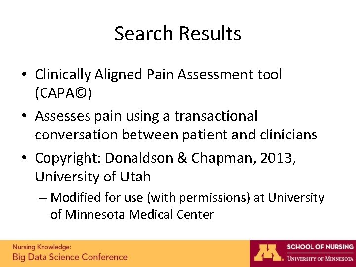 Search Results • Clinically Aligned Pain Assessment tool (CAPA©) • Assesses pain using a Search Results • Clinically Aligned Pain Assessment tool (CAPA©) • Assesses pain using a