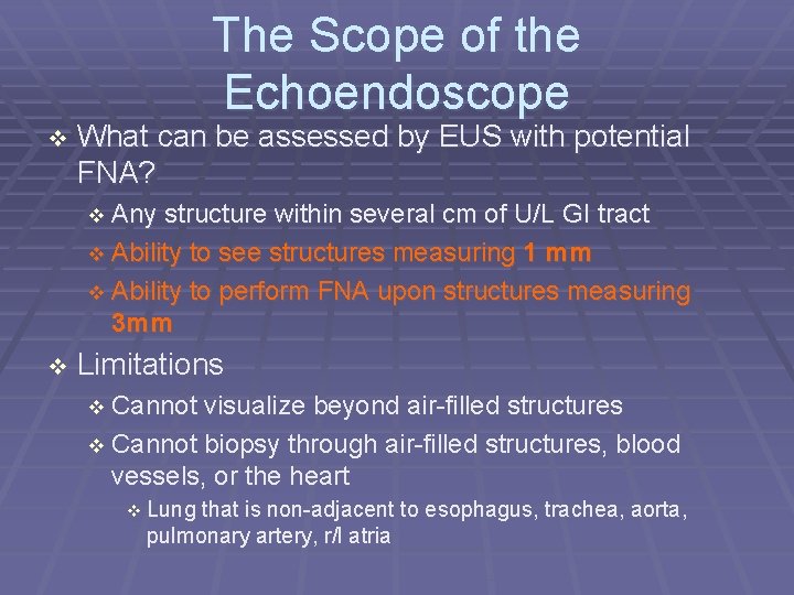  What The Scope of the Echoendoscope can be assessed by EUS with potential