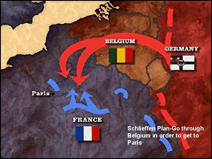 Schlieffen Plan-Go through Belgium in order to get to Paris 