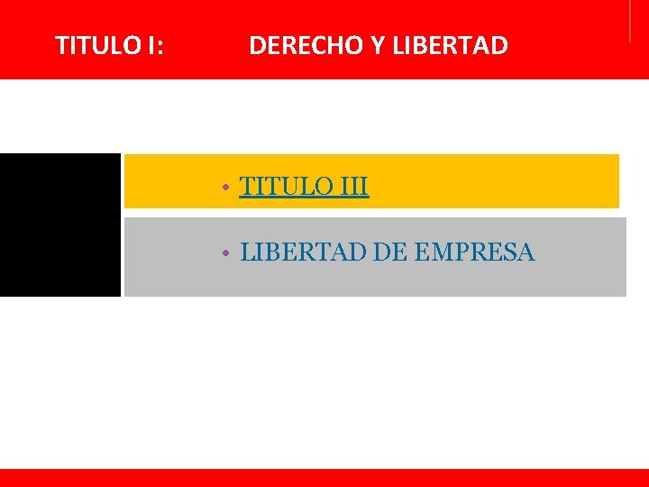 TITULO I: DERECHO Y LIBERTAD • TITULO III • LIBERTAD DE EMPRESA 