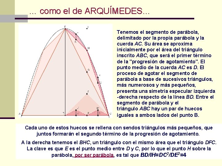 … como el de ARQUÍMEDES… Tenemos el segmento de parábola, delimitado por la propia