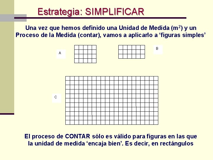 Estrategia: SIMPLIFICAR Una vez que hemos definido una Unidad de Medida (m 2) y