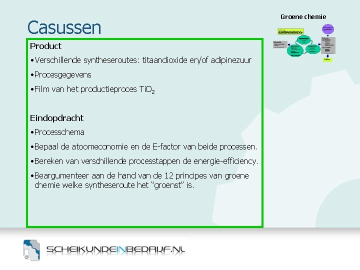 Casussen Product • Verschillende syntheseroutes: titaandioxide en/of adipinezuur • Procesgegevens • Film van het Casussen Product • Verschillende syntheseroutes: titaandioxide en/of adipinezuur • Procesgegevens • Film van het