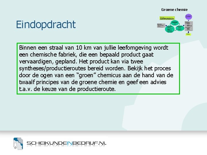 Groene chemie Eindopdracht Binnen een straal van 10 km van jullie leefomgeving wordt een Groene chemie Eindopdracht Binnen een straal van 10 km van jullie leefomgeving wordt een